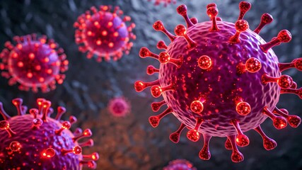 Ai threats healthcare systems virus pathogen outbreak biosecurity pandemic data risk alert and medical security cyber as glowing spherical microbe - Powered by Adobe