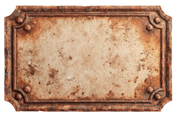 Aged, rusty metal plaque
