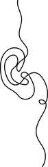 Ear continuous one line drawing in minimalist style isolated outline simple abstract illustration design