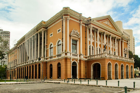 Theater of Peace, a Brazilian theater in the neoclassical style, located in Pra&ccedil;a da Rep&uacute;blica in the city of Bel&eacute;m, state of Par&aacute;, northern Brazil
