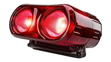 red flashing police car siren lights on white background