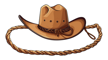 rope frame with cowboy hat and lasso vector illustration on white background