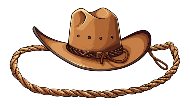 rope frame with cowboy hat and lasso vector illustration on white background