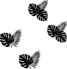 Vector silhouettes of flying butterflies set in black design style