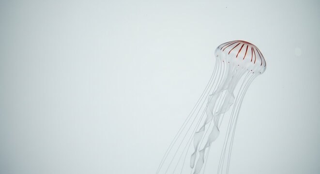 Zarte Qualle schwebt elegant im sanften Licht Unterwasserwelt Fotografie. AI Generated