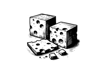 Cheese hand drawn sketch vector illustration