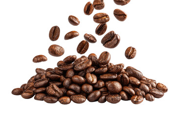 Obraz premium Roasted coffee beans cascading from a pile
