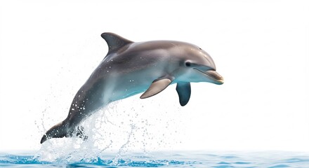 Naklejka premium Delphin springt elegant aus Wasser helle Beleuchtung sauberes Design. AI Generated