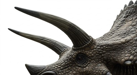 Triceratops Kopf detailreich stark beleuchtet imposant pr�historisch. AI Generated