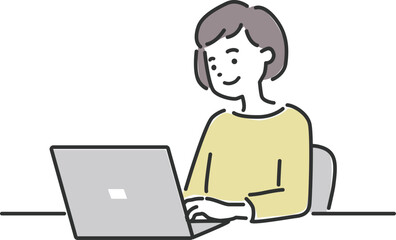 PCパソコンで仕事やネット検索する女性