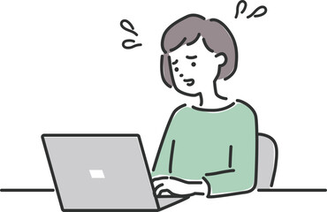 PCパソコンの仕事や操作で焦っている女性