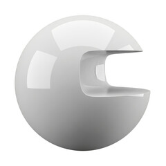 White sphere with a hole in the middle. 3d isolated illustration on transparent background