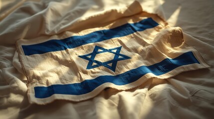 Weathered Israel Flag with Traditional Design