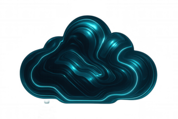 Teal cloud computing icon with transparent background representing online file storage, data transfer, and modern technology