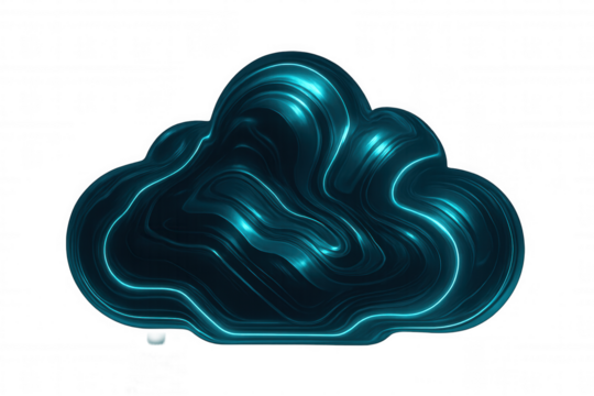 Teal cloud computing icon with transparent background representing online file storage, data transfer, and modern technology