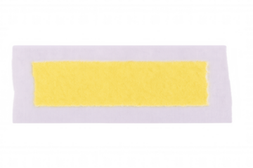 Close-up of a yellow adhesive wax strip for hair removal, isolated on a transparent background, ready for beauty and body care procedures