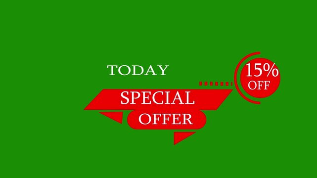 Mega sale abstract super sale banner concept. Special Offer, Business Promotion Video ,Special offer,15% off.Green background, and editable tex template