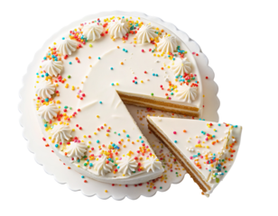 Delicious celebration cake with colorful sprinkles and icing for joyous occasions and parties