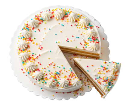Delicious celebration cake with colorful sprinkles and icing for joyous occasions and parties