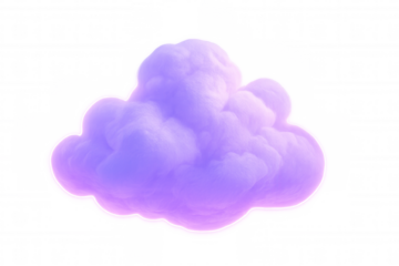 3d rendering of a fluffy purple cloud floating against a transparent background, ideal for digital art and creative projects