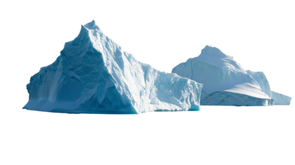 Magnificent iceberg formations against a strikingly clear sky in polar regions of icy wilderness zone