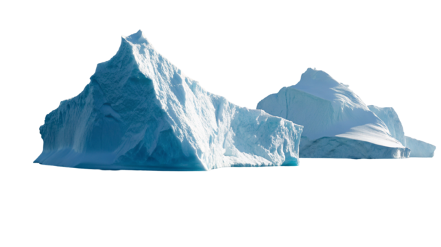 Magnificent iceberg formations against a strikingly clear sky in polar regions of icy wilderness zone