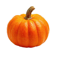 Obraz premium Single, small pumpkin, vibrant orange, smooth skin with ribbed texture, displaying a natural stem