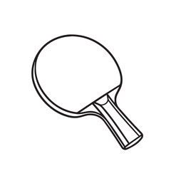 Vector illustration of a table tennis paddle in black and white with bold black outline, symbolizing sport, agility, focus, competition, precision, and discipline.