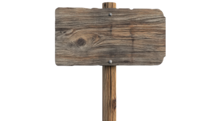 Aged Wooden Sign with Natural Grain and Texture isolated on a Transparent or white Background
