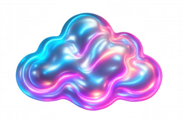 Glowing neon cloud representing digital infrastructure, symbolizing innovative technological connectivity on transparent backdrop