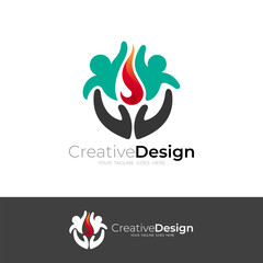 Obraz premium Hand care logo, charity logo with simple design community