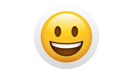 Fototapeta premium A bright yellow emoji with a wide open mouth and a cheerful smile isolated on transparent background