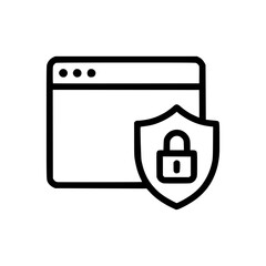 Obraz premium Browser Security Shield with Padlock Icon - Essential Digital Asset for Online Protection, Data Privacy, and Secure Web Interface Design