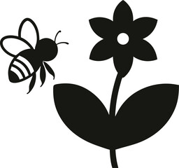 flowers with bee vector icon