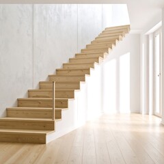 Fototapeta premium Light-filled, modern wooden staircase