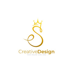 S logo and crown design combination, line style design