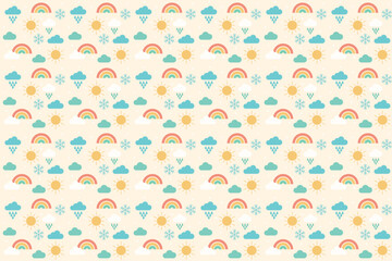 Cute Cloud Rainbow Rain Seamless Pattern