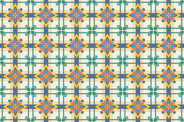 Colorful Ornamental Floral Tile Pattern
