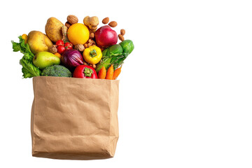 Brown paper bag overflowing with colorful fresh produce