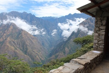 Mountain vista seen from a stone structure