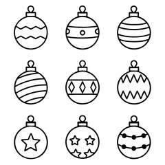 Variety of christmas ornaments with diverse designs for holiday decorations and festive celebrations