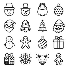 Fototapeta premium Collection of christmas icons for festive season designs and holiday decorations and greeting cards