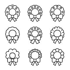 Obraz premium Collection of christmas wreaths with bows for festive season decorations and holiday greetings