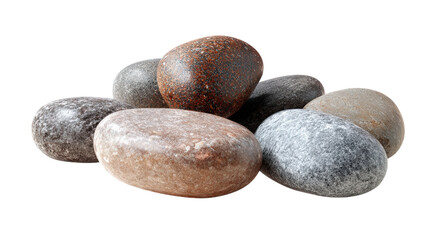 Collection of Smooth Stones isolated on a Transparent or white Background