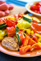 Roasted Vegetables Plate: Peppers, Zucchini, Eggplant, Tomatoes