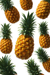 Vibrant pineapples arranged artistically against a clean white background for culinary use