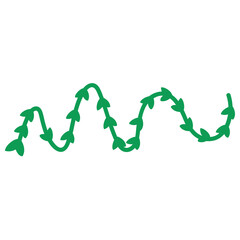 Curvy green vine plant element with looping pattern, perfect for jungle, tropical, or forest design illustrations.