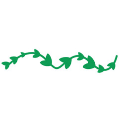Obraz premium Horizontal green vine element, simple decorative plant design for nature themed illustrations and eco friendly projects.