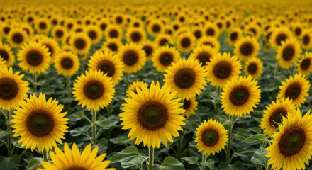 Sunflower field golden yellow flowers