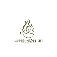 Coffee logo with line design vector, cafe icon template